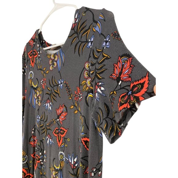 Loft Petite Gray Floral Short Sleeve A-Line Shirt Dress MP RAA10419 GUC - Picture 2 of 7